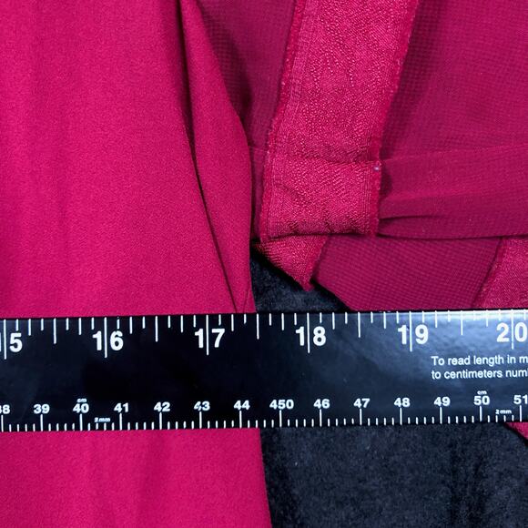 LOFT Womens Blouse Purple Long Sheer Sleeve Round Neck Stretch Small - Picture 6 of 10